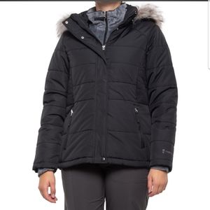 Black puffer jacket with hood